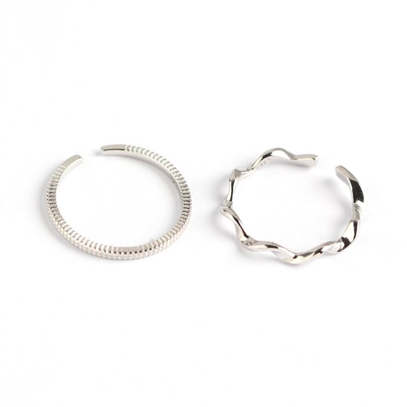 Lovcia Simple Wave Twisted Sterling Silver Adjustable Ring-Rings-Tyj0276-Tyj0276