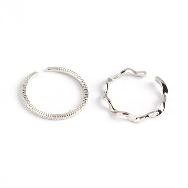 Lovcia Simple Wave Twisted Sterling Silver Adjustable Ring-Rings-Tyj0276-Tyj0276