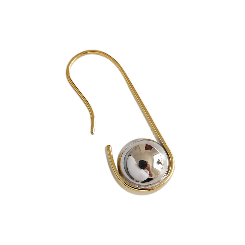 Lovcia Single Sterling Silver U Pin Earring with 10mm Ball and Rhodium & 18K Gold Finish for Women-Earrings-