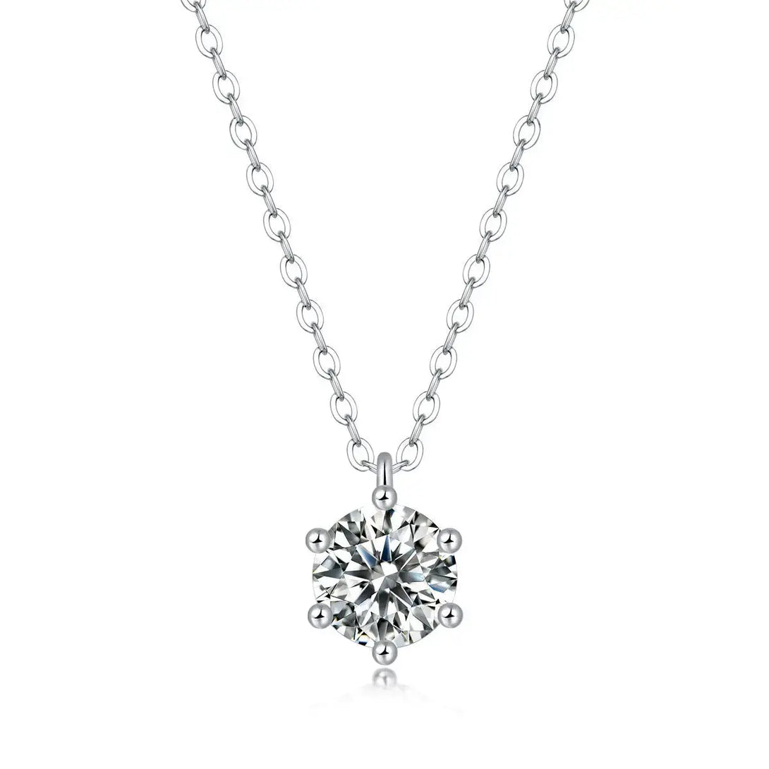 Lovcia Six Claw Moissanite CZ Necklace 925 Sterling Silver-Necklaces-1 ct ( Certificate Included )-1 ct ( Certificate Included )