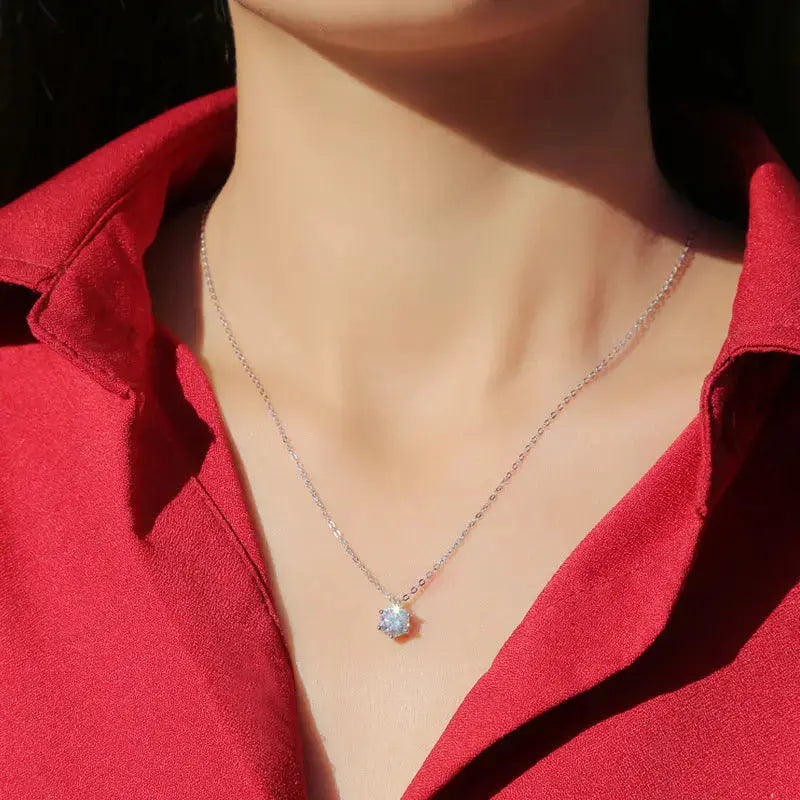 Lovcia Six Claw Moissanite CZ Necklace 925 Sterling Silver-Necklaces-1 ct ( Certificate Included )-1 ct ( Certificate Included )