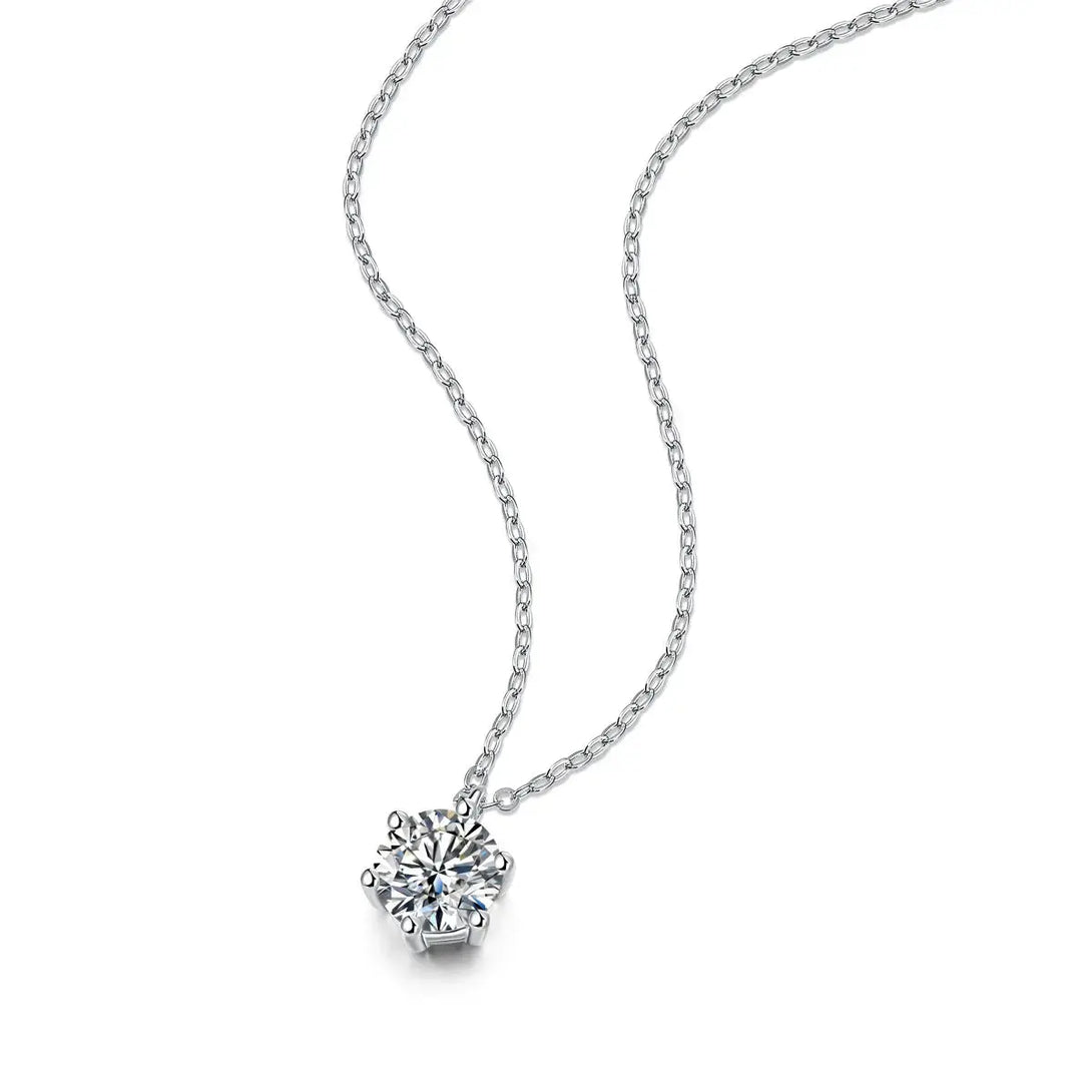 Lovcia Six Claw Moissanite CZ Necklace 925 Sterling Silver-Necklaces-1 ct ( Certificate Included )-1 ct ( Certificate Included )