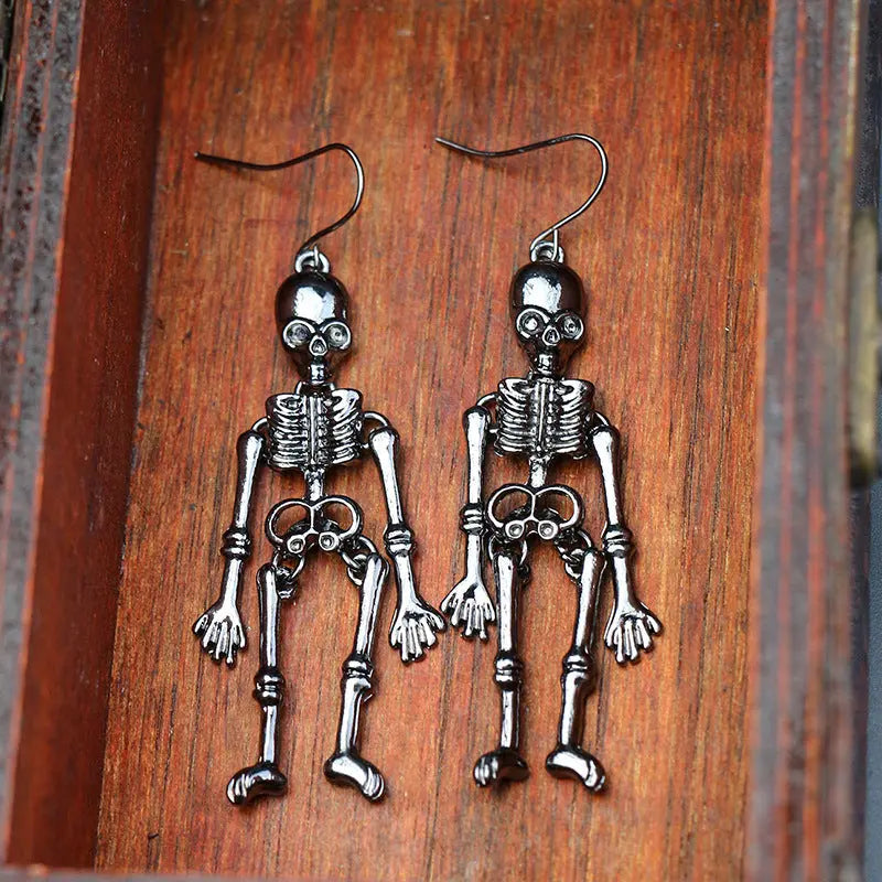 Lovcia Skeleton Alloy Earrings-Earrings-Black-One Size-Black