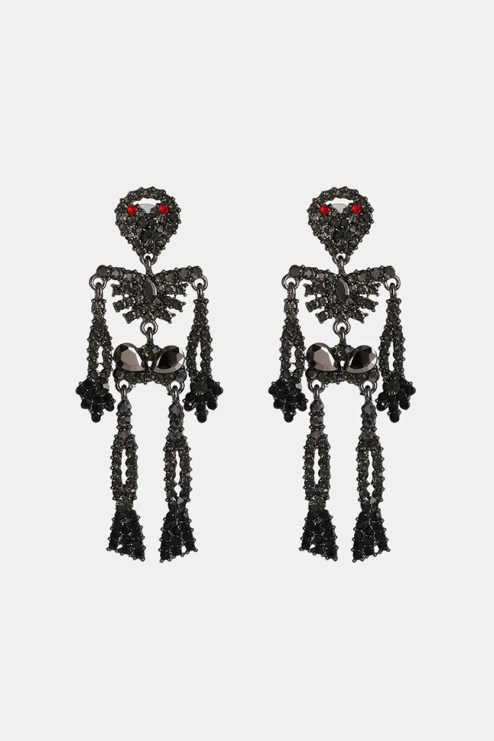 Lovcia Skeleton Shape Glass Stone Dangle Earrings-Earrings-Black-One Size-Black