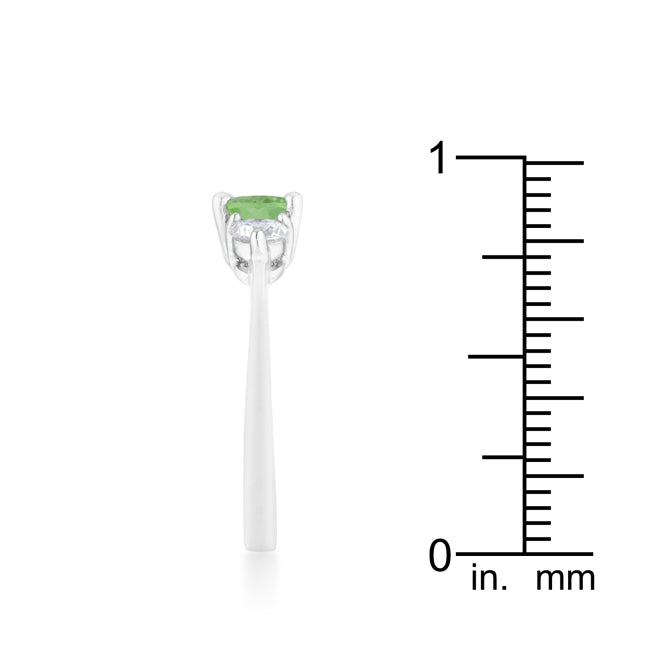 Lovcia Sleek Brilliance 1.2ct Peridot and CZ Oval Cut Rhodium Ring-Rings-5-5