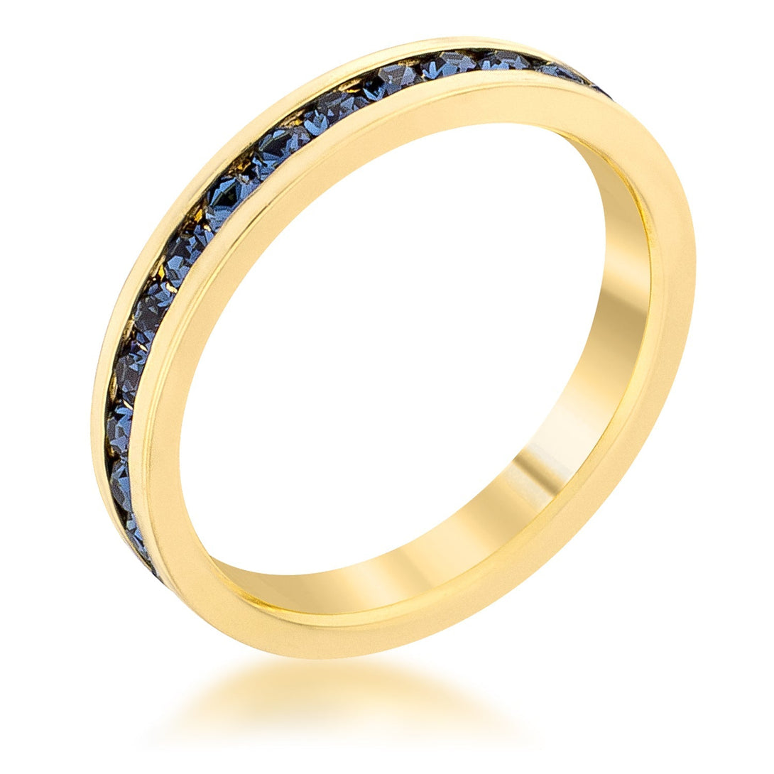Lovcia Sleek Brilliance Blue Gold Eternity Ring-Rings-4-4