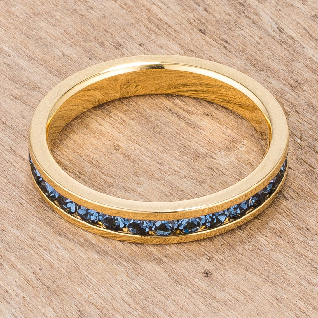 Lovcia Sleek Brilliance Blue Gold Eternity Ring-Rings-4-4