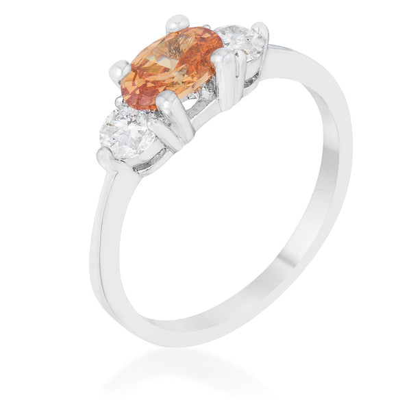 Lovcia Sleek Brilliance Champagne Oval CZ Rhodium Ring – 1.2ct-Rings-5-5