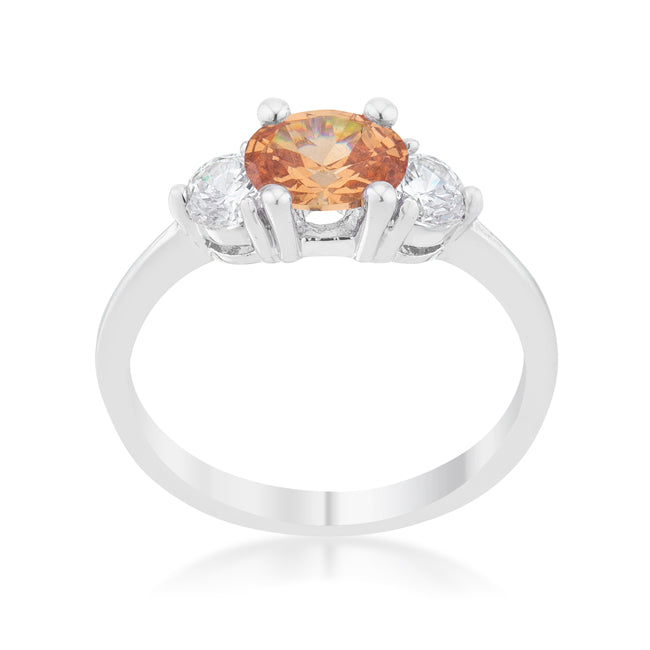 Lovcia Sleek Brilliance Champagne Oval CZ Rhodium Ring – 1.2ct-Rings-5-5