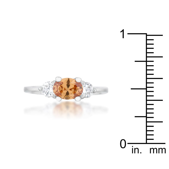 Lovcia Sleek Brilliance Champagne Oval CZ Rhodium Ring – 1.2ct-Rings-5-5
