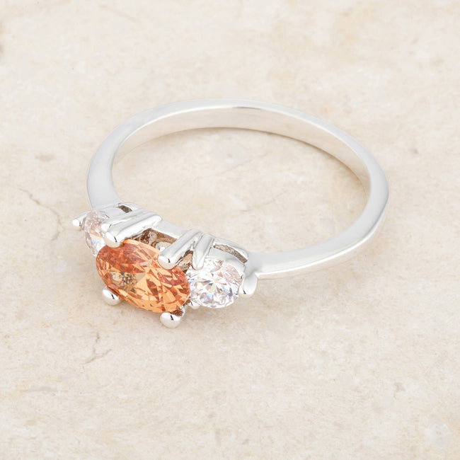 Lovcia Sleek Brilliance Champagne Oval CZ Rhodium Ring – 1.2ct-Rings-5-5
