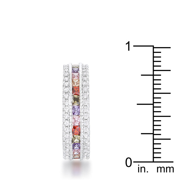 Lovcia Sleek Brilliance Multicolor CZ Eternity Band Ring - 1.75ct Round Cut-Rings-5-5