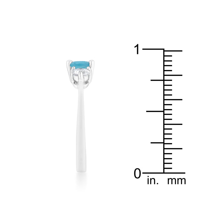 Lovcia Sleek Brilliance Oval-Cut Blue Topaz and CZ Rhodium Ring - 1.2ct-Rings-5-5