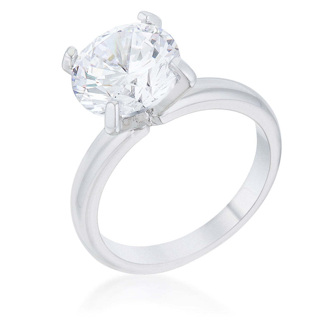 Lovcia Sleek Contour 4.4ct CZ Rhodium Solitaire Ring-Rings-5-5