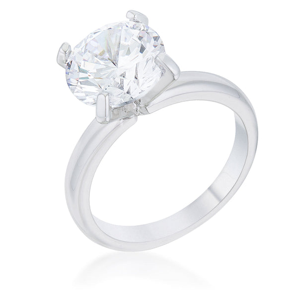 Lovcia Sleek Contour 4.4ct CZ Rhodium Solitaire Ring-Rings-5-5