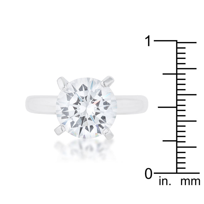 Lovcia Sleek Contour 4.4ct CZ Rhodium Solitaire Ring-Rings-5-5