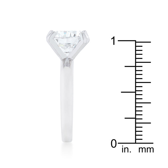 Lovcia Sleek Contour 4.4ct CZ Rhodium Solitaire Ring-Rings-5-5