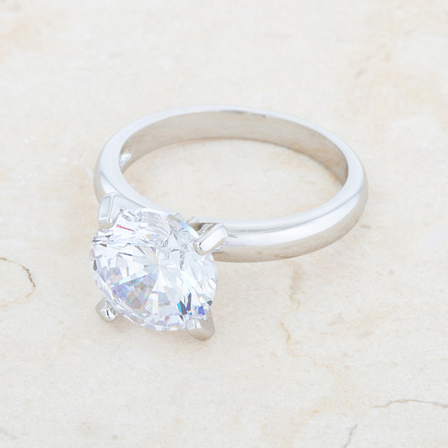 Lovcia Sleek Contour 4.4ct CZ Rhodium Solitaire Ring-Rings-5-5
