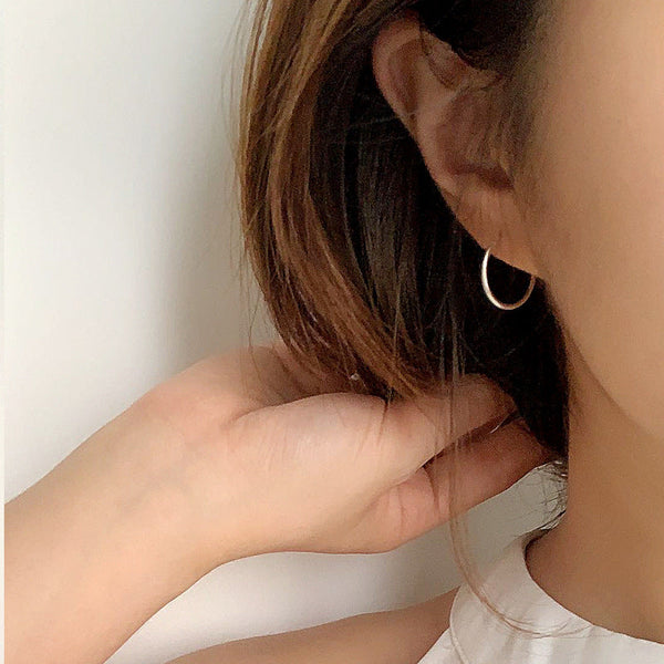 Lovcia Sleek Mini Circle 925 Sterling Silver Rhodium-Plated Hoop Earrings for Women-Earrings-18mm Hoop-18mm Hoop