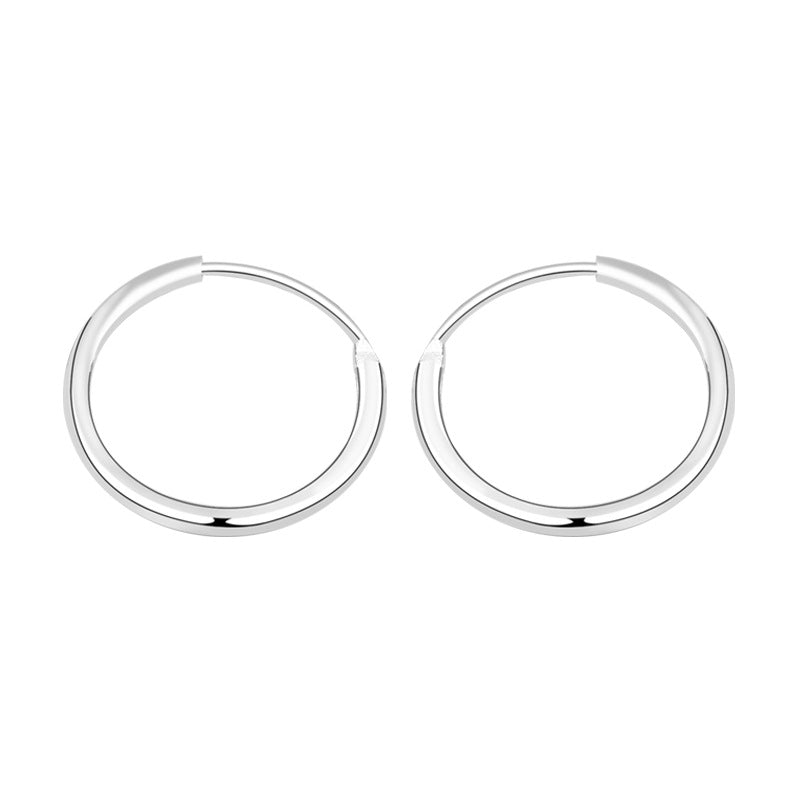 Lovcia Sleek Mini Circle 925 Sterling Silver Rhodium-Plated Hoop Earrings for Women-Earrings-18mm Hoop-18mm Hoop