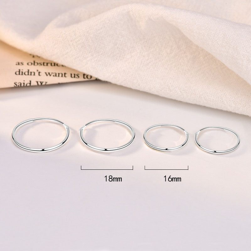 Lovcia Sleek Mini Circle 925 Sterling Silver Rhodium-Plated Hoop Earrings for Women-Earrings-18mm Hoop-18mm Hoop