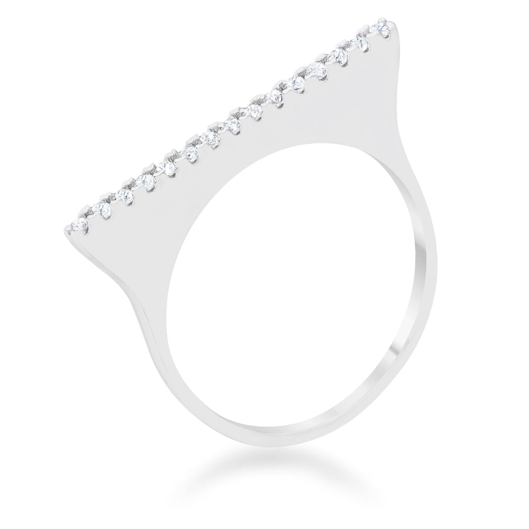 Lovcia Sleek Modern Karolina 0.2ct CZ Rhodium Band Ring-Rings-5-5