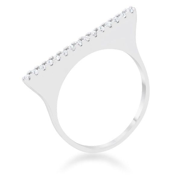Lovcia Sleek Modern Karolina 0.2ct CZ Rhodium Band Ring-Rings-5-5