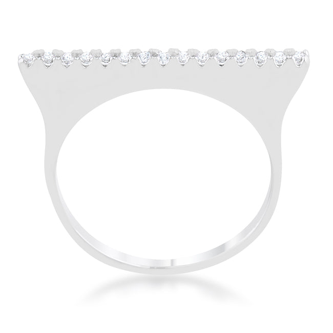 Lovcia Sleek Modern Karolina 0.2ct CZ Rhodium Band Ring-Rings-5-5