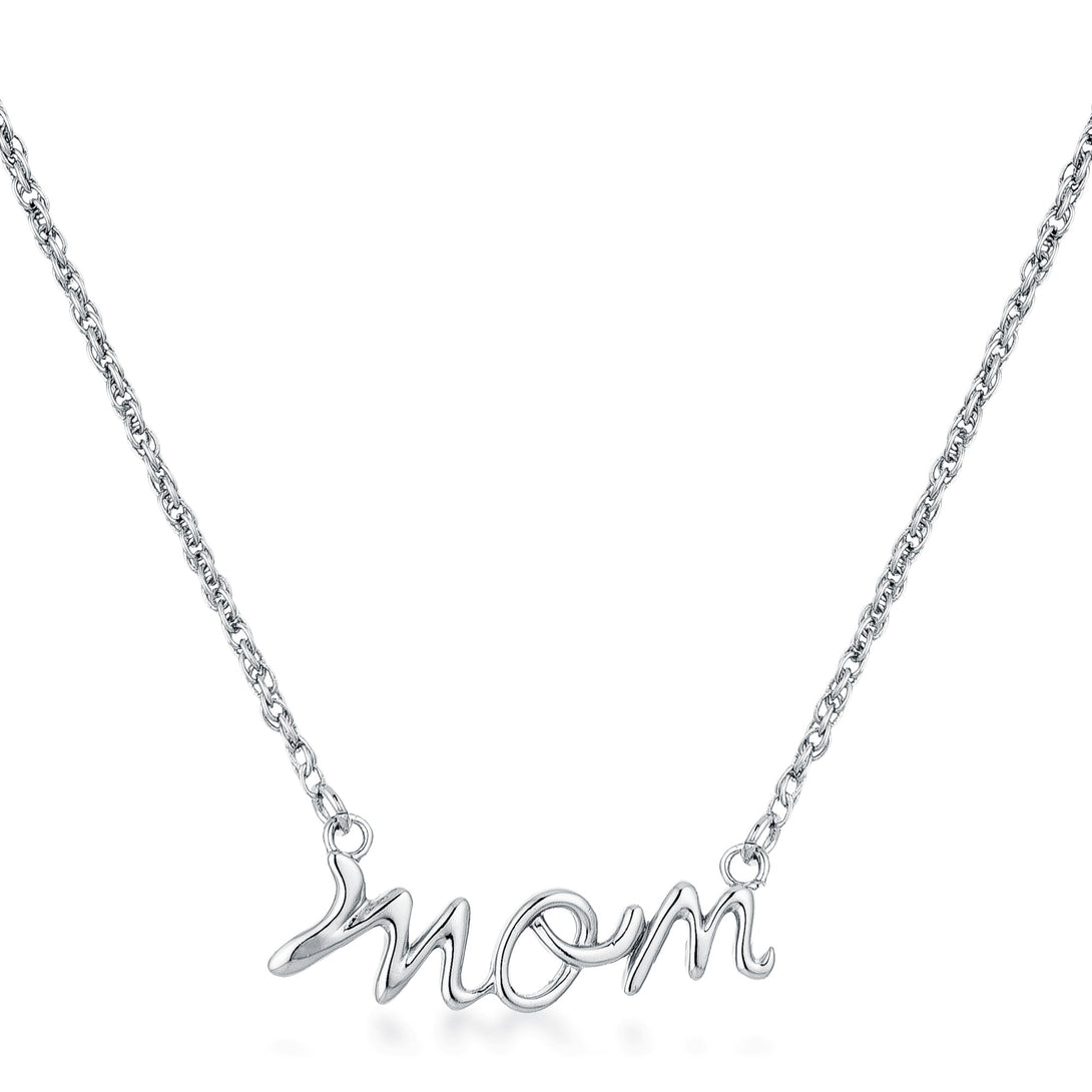 Lovcia Sleek Rhodium-Plated Mom Necklace-Necklaces-