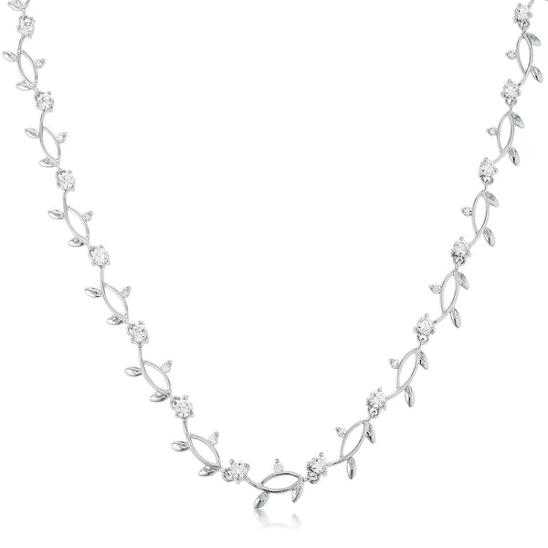 Lovcia Sleek Rhodium-Plated Vine Necklace-Necklaces-