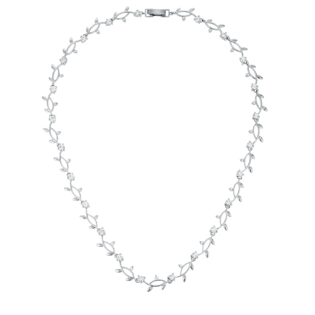 Lovcia Sleek Rhodium-Plated Vine Necklace-Necklaces-
