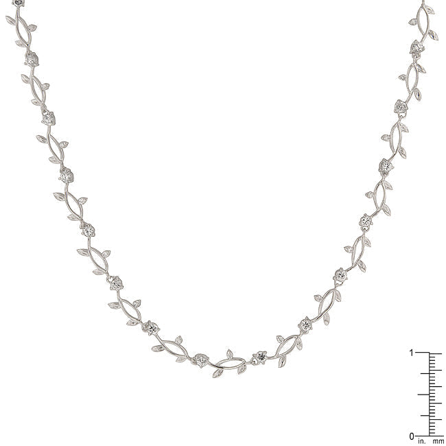 Lovcia Sleek Rhodium-Plated Vine Necklace-Necklaces-
