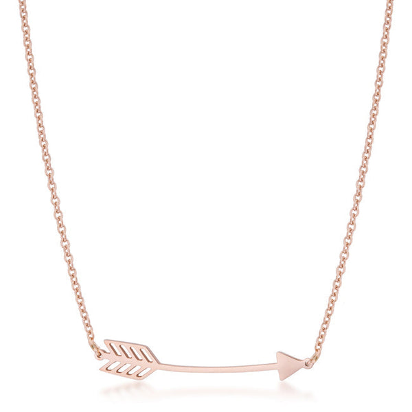 Lovcia Sleek Rose Gold Arrow Charm Necklace-Necklaces-
