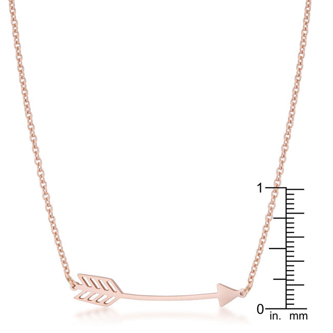 Lovcia Sleek Rose Gold Arrow Charm Necklace-Necklaces-