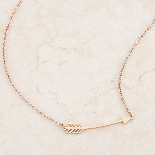 Lovcia Sleek Rose Gold Arrow Charm Necklace-Necklaces-