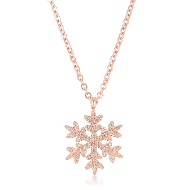 Lovcia Sleek Rose Gold Snowflake Pendant Necklace-Necklaces-