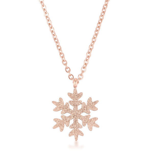 Lovcia Sleek Rose Gold Snowflake Pendant Necklace-Necklaces-