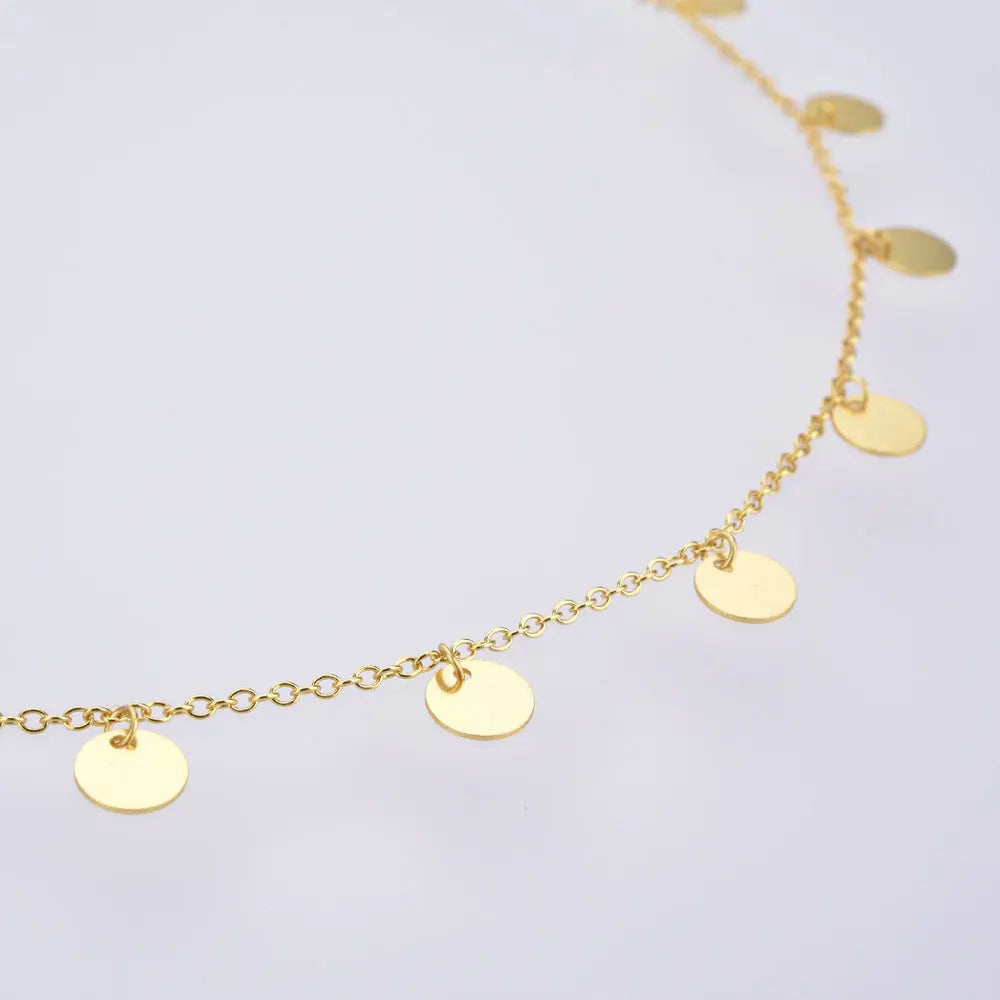 Lovcia Small Round Slice Ornament Clavicle Chain Decor Sterling Silver Necklace for Women-Necklaces-18K Gold-925 Silver-18K Gold