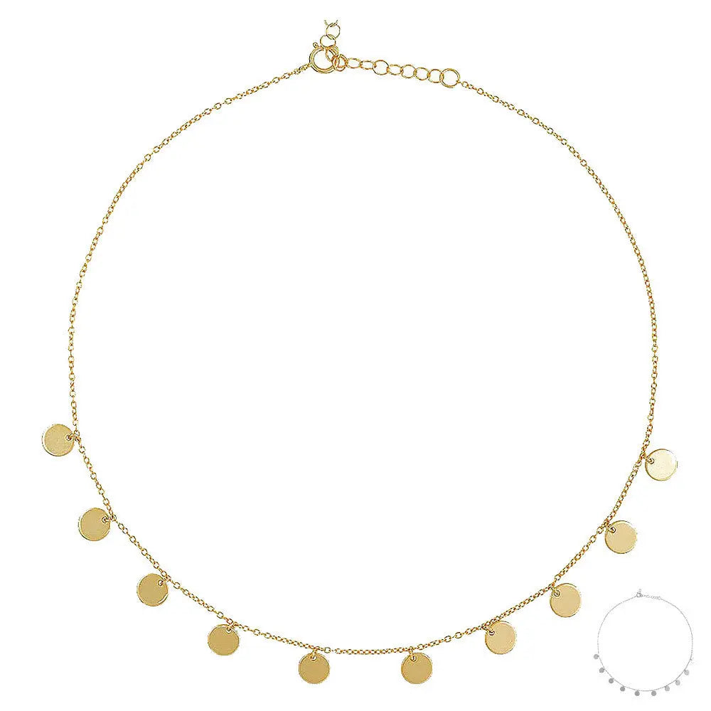 Lovcia Small Round Slice Ornament Clavicle Chain Decor Sterling Silver Necklace for Women-Necklaces-18K Gold-925 Silver-18K Gold