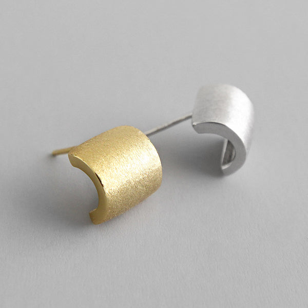 Lovcia Smi Circle 925 Silver Stud Earrings Gold Plated-Earrings-Yellow Gold-