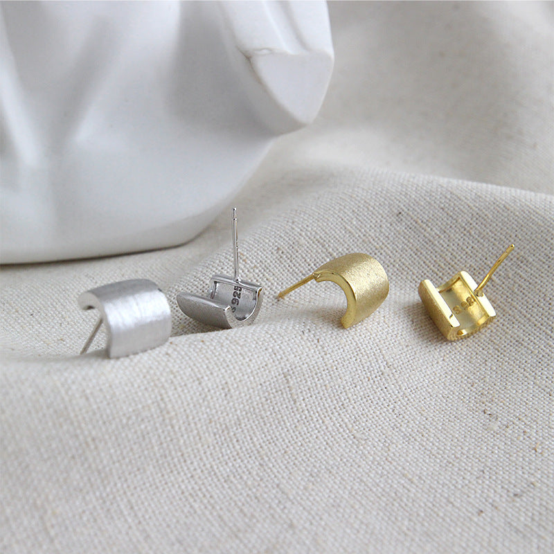 Lovcia Smi Circle 925 Silver Stud Earrings Gold Plated-Earrings-Yellow Gold-Yellow Gold