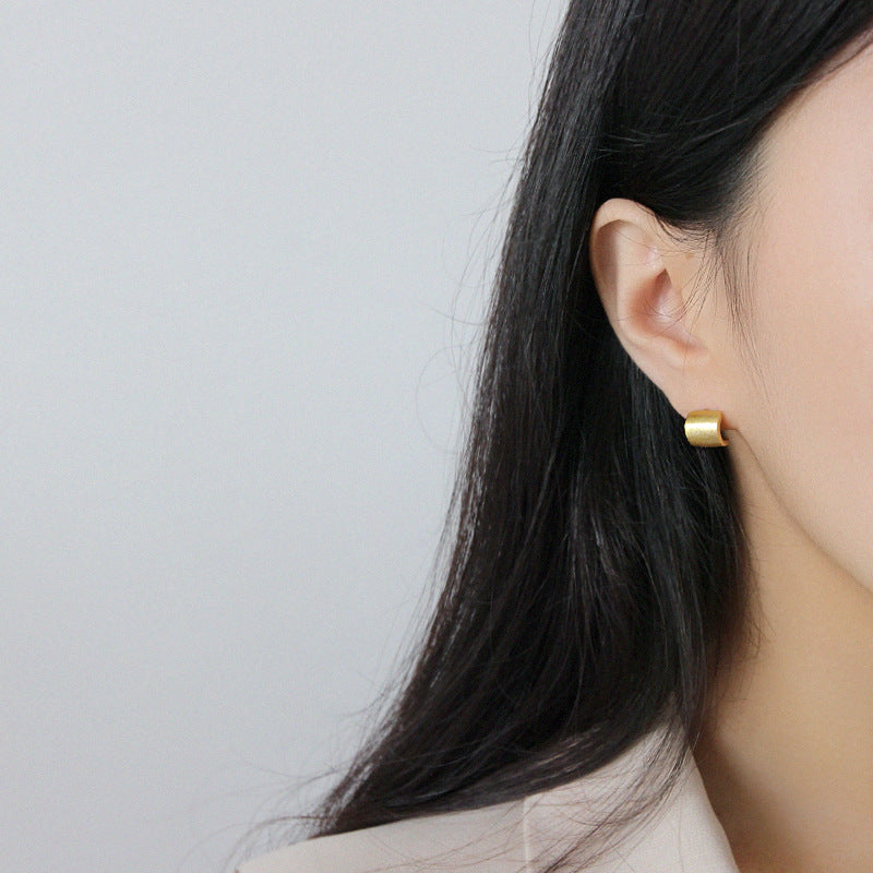 Lovcia Smi Circle 925 Silver Stud Earrings Gold Plated-Earrings-Yellow Gold-Yellow Gold