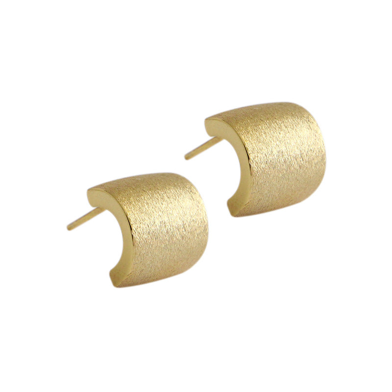 Lovcia Smi Circle 925 Silver Stud Earrings Gold Plated-Earrings-Yellow Gold-Yellow Gold