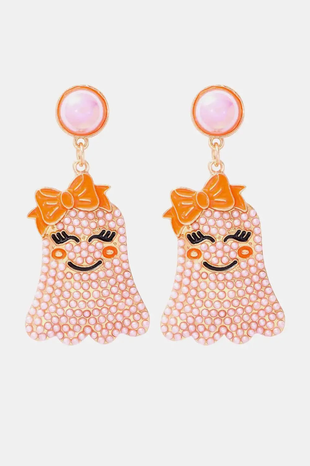 Lovcia Smiling Ghost Shape Synthetic Pearl Earrings-Earrings-Blush Pink-One Size-Blush Pink