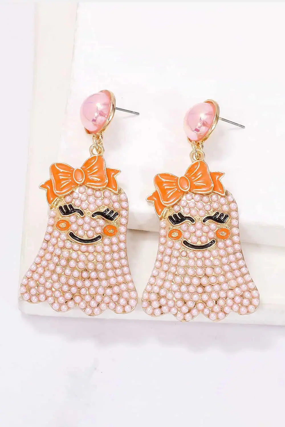 Lovcia Smiling Ghost Shape Synthetic Pearl Earrings-Earrings-Pastel Blue-One Size-Pastel Blue