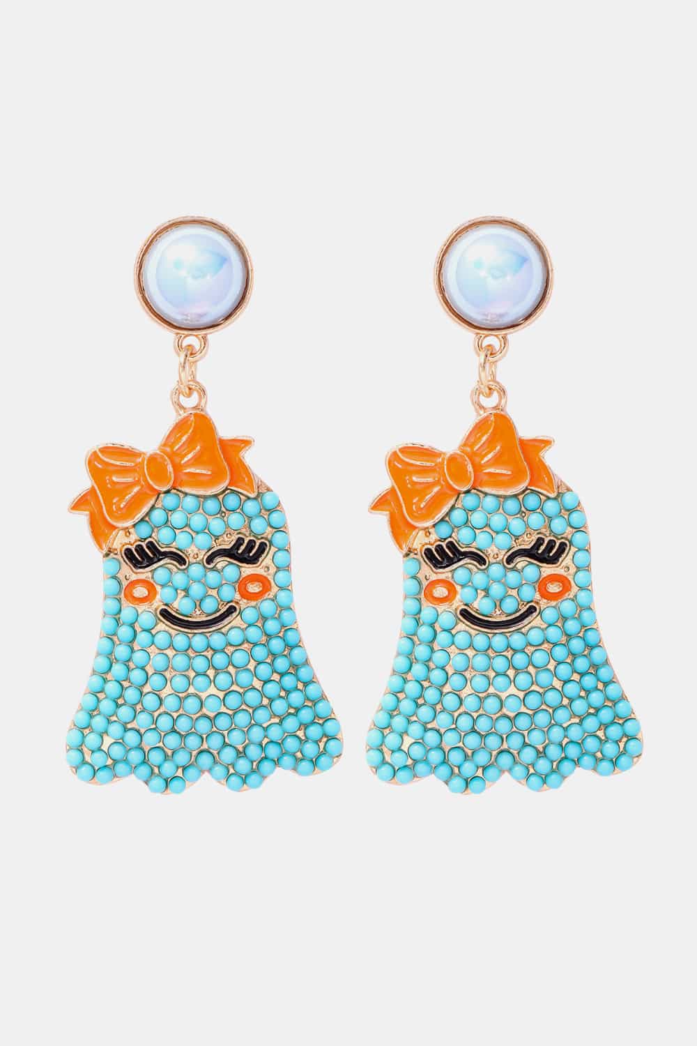 Lovcia Smiling Ghost Shape Synthetic Pearl Earrings-Earrings-Pastel Blue-One Size-Pastel Blue