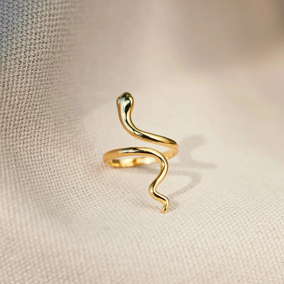 Lovcia Snake Shape 18K Gold-Plated Bypass Ring-Rings-Gold-7-Gold
