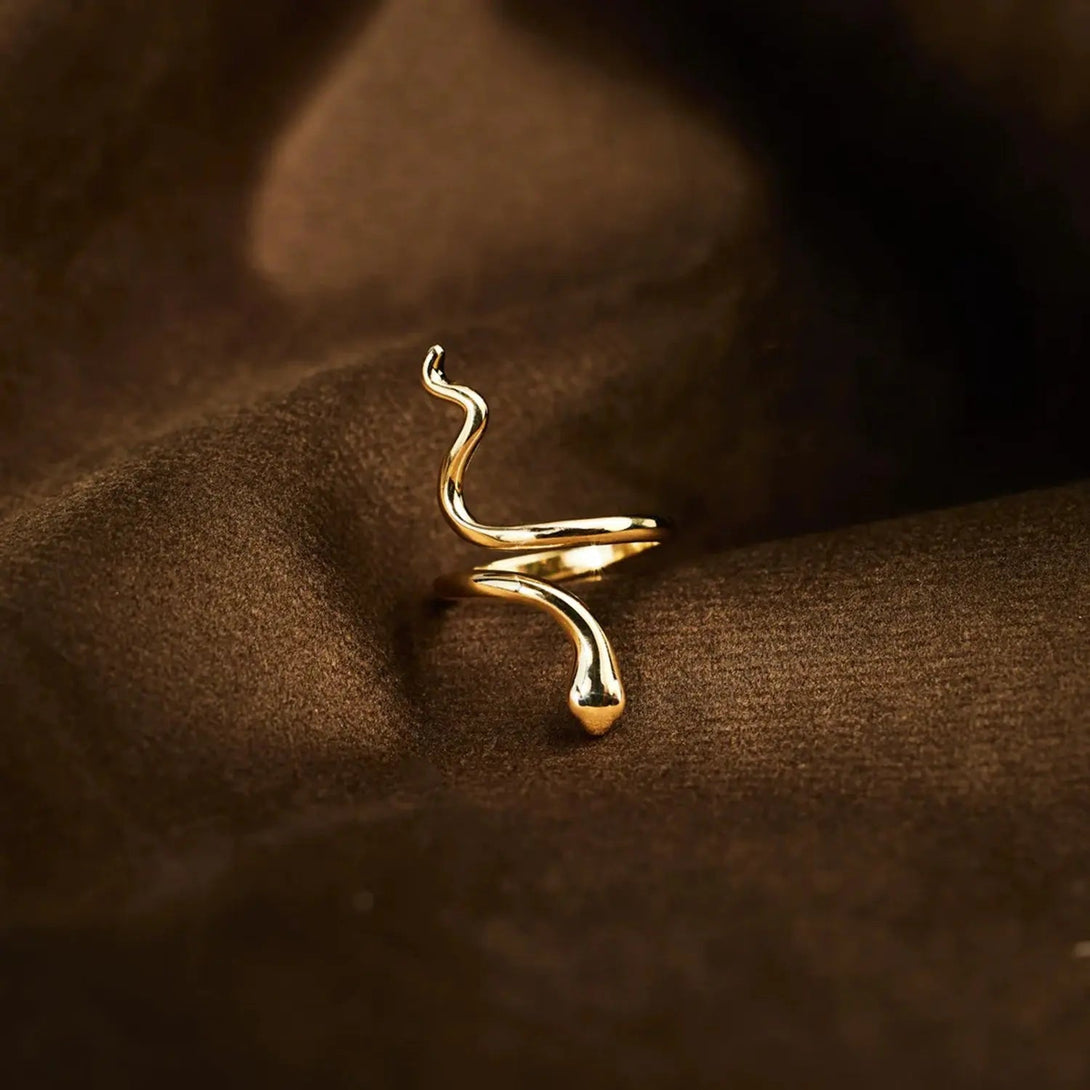 Lovcia Snake Shape 18K Gold-Plated Bypass Ring-Rings-Gold-7-Gold
