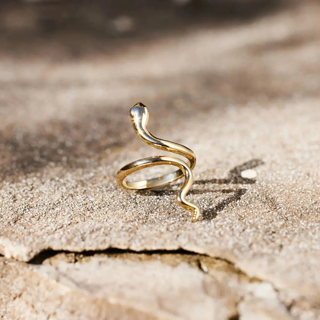 Lovcia Snake Shape 18K Gold-Plated Bypass Ring-Rings-Gold-7-Gold