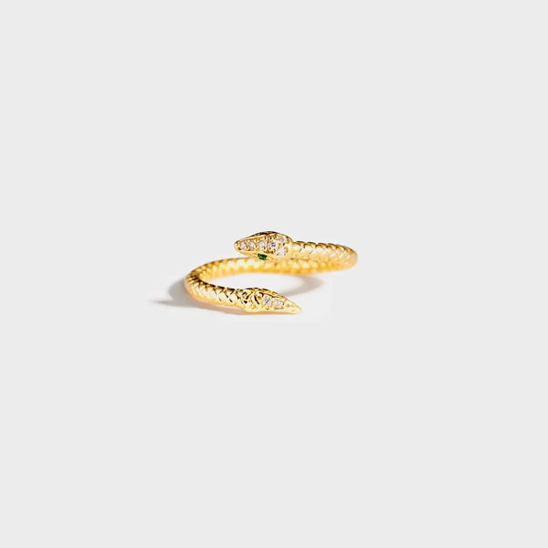Lovcia Snake Shape 18K Gold-Plated Bypass Ring-Rings-Gold-One Size-Gold